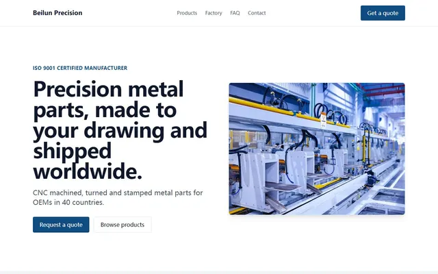 Screenshot of the Export Factory template home page